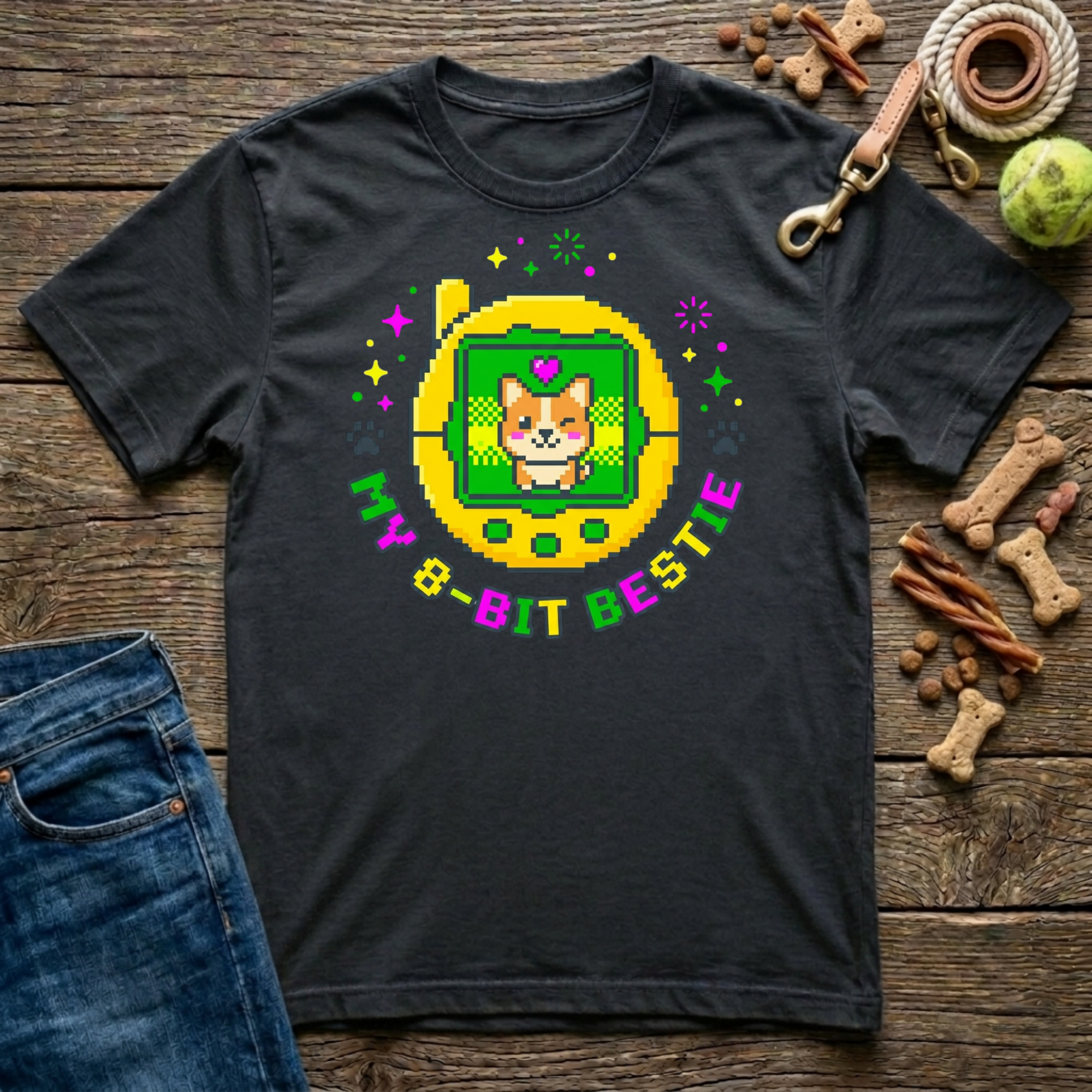 My 8-Bit Bestie retro corgi dog t-shirt in Black — Paws & Reflect Shop 