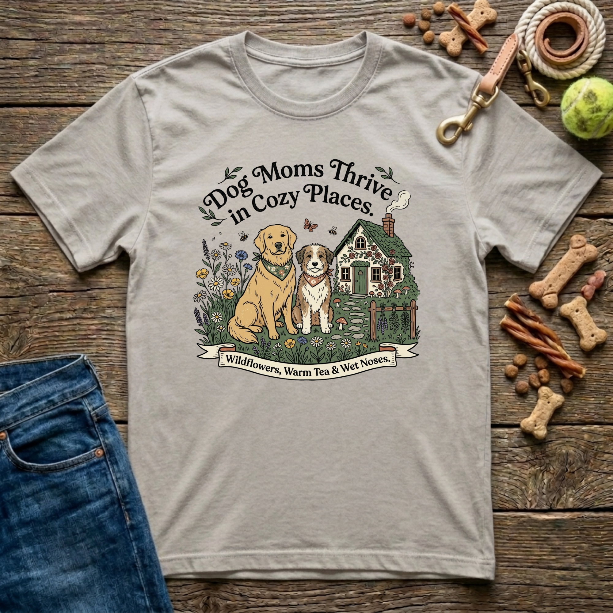 Dog Moms Thrive in Cozy Places T-Shirt