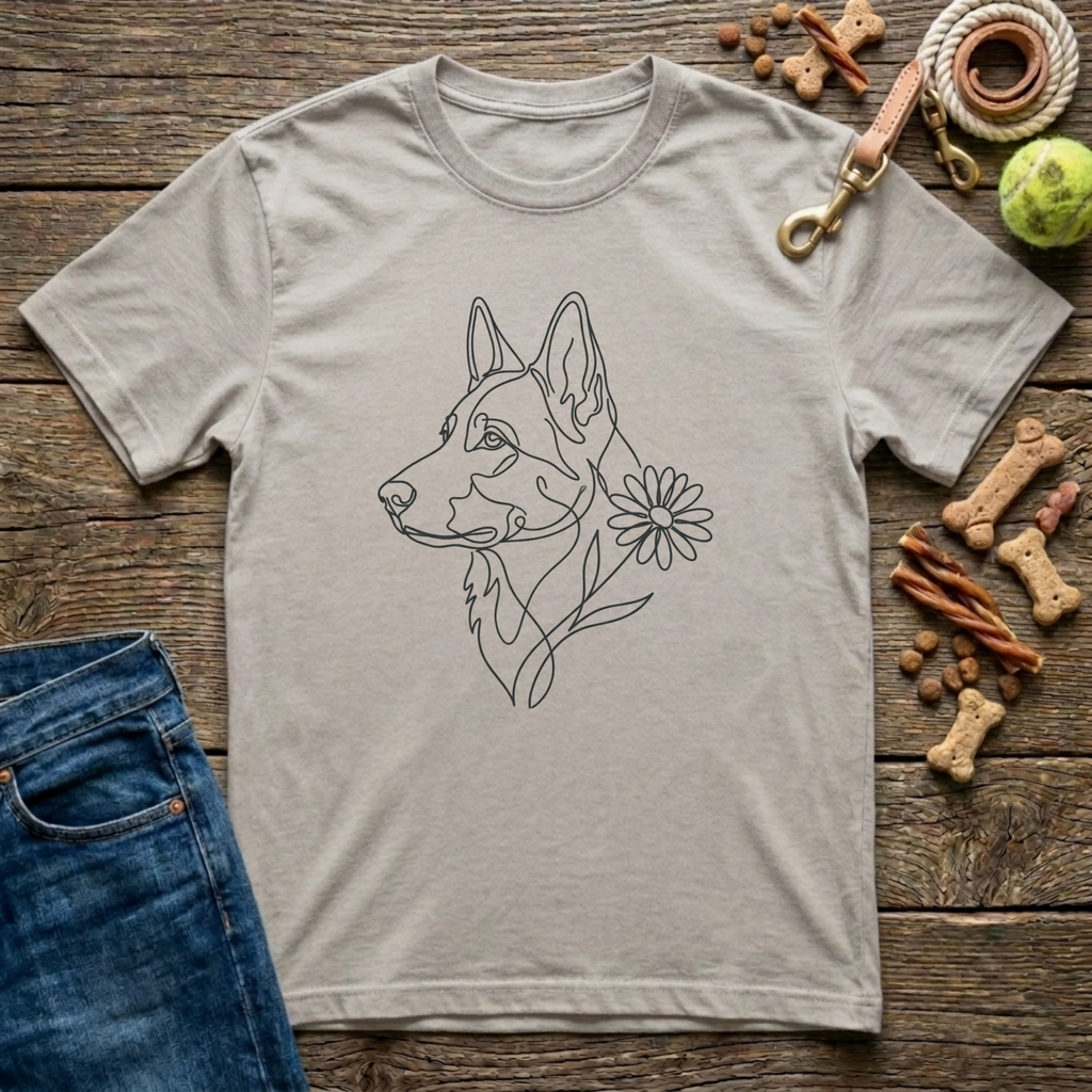 Floral German Shepherd T-Shirt