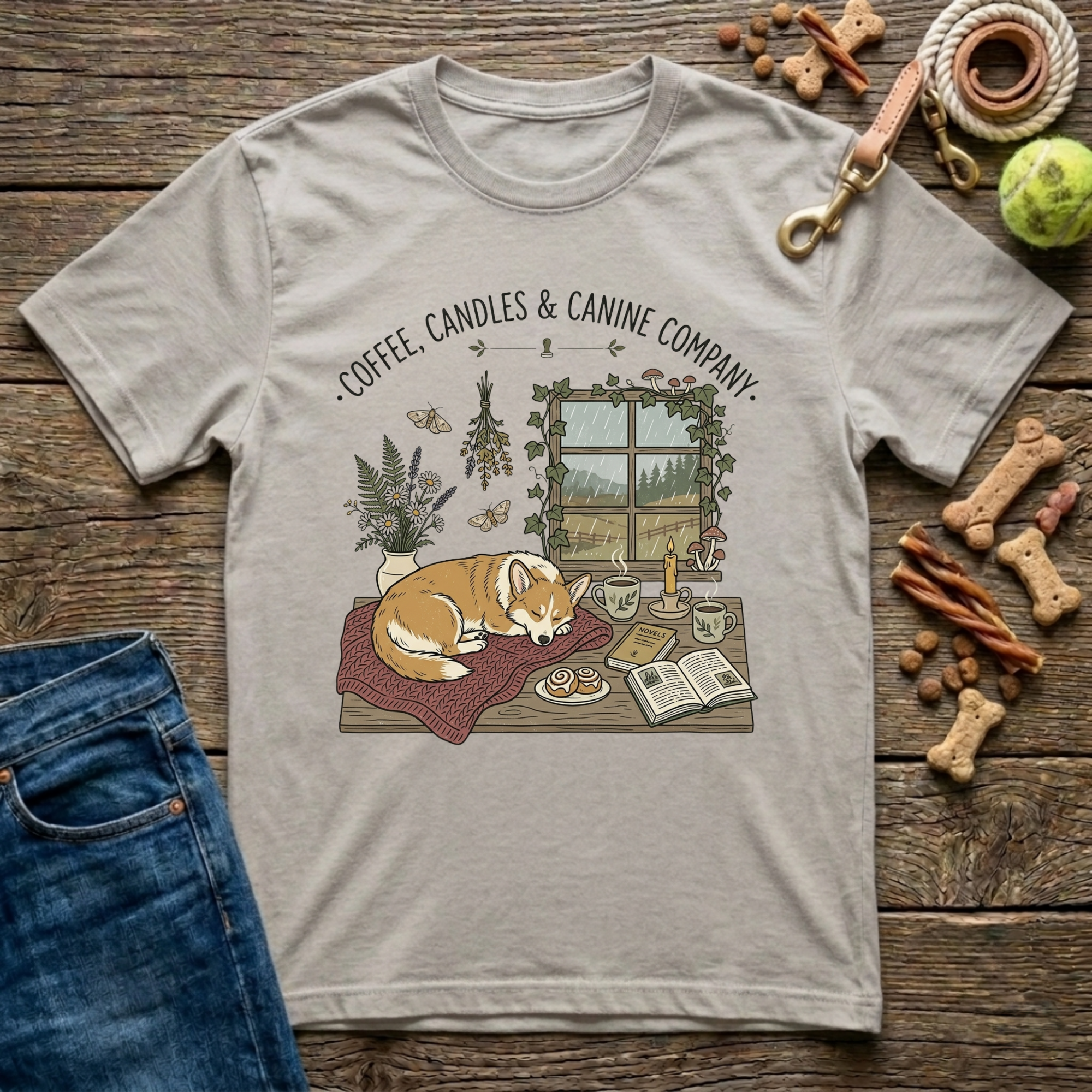 Coffee, Candles, & Canines T-Shirt