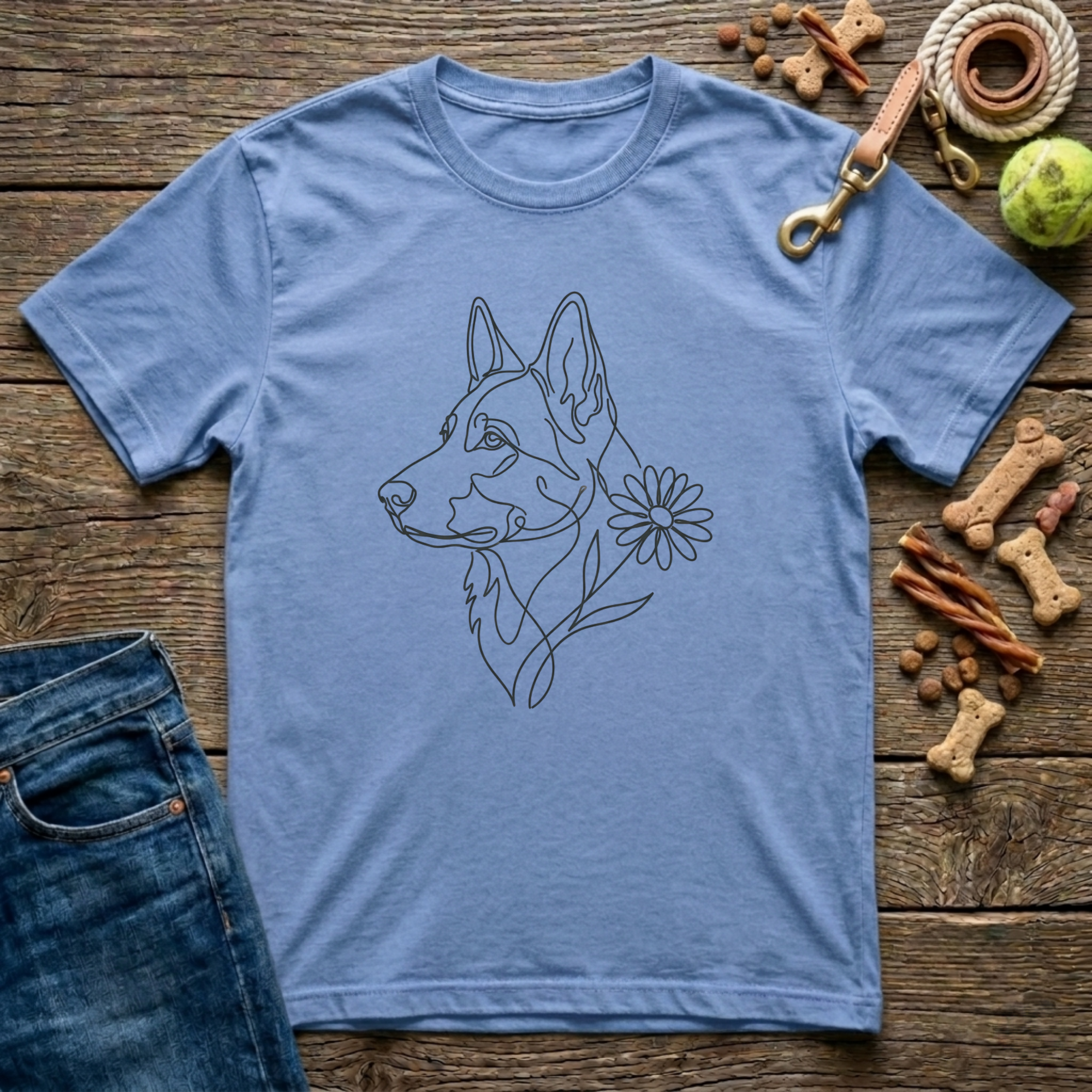 Floral German Shepherd T-Shirt