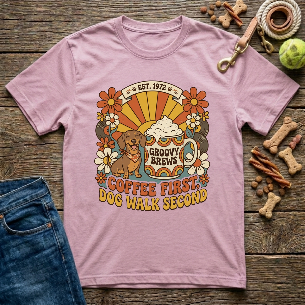 Coffee First, Dog Walks Second T-Shirt