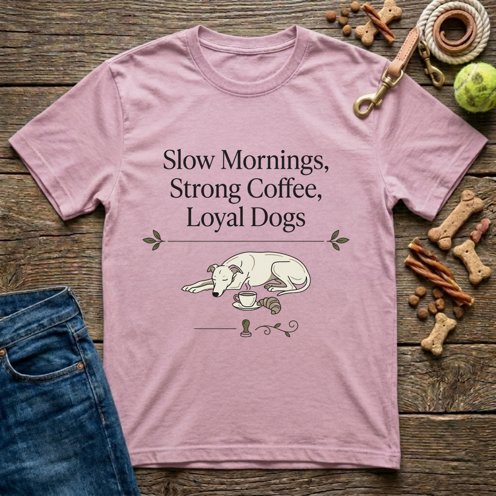 Slow Mornings, Strong Coffee, Loyal Dogs T-Shirt