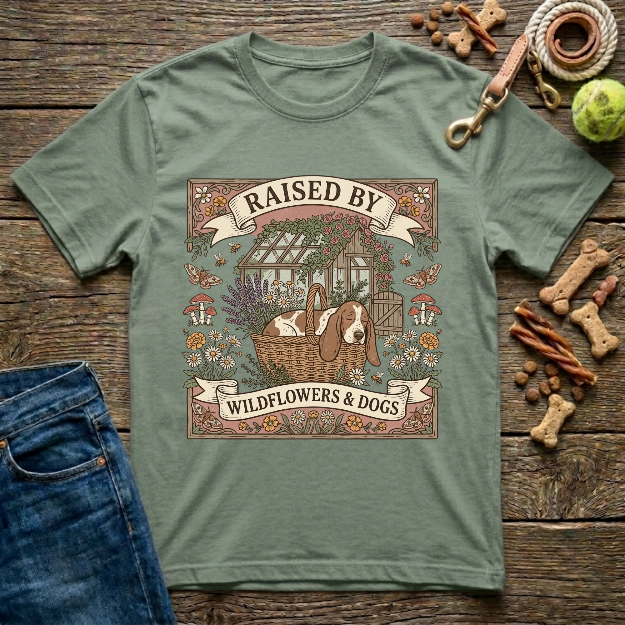 Raised By Wildflowers & Dogs T-Shirt
