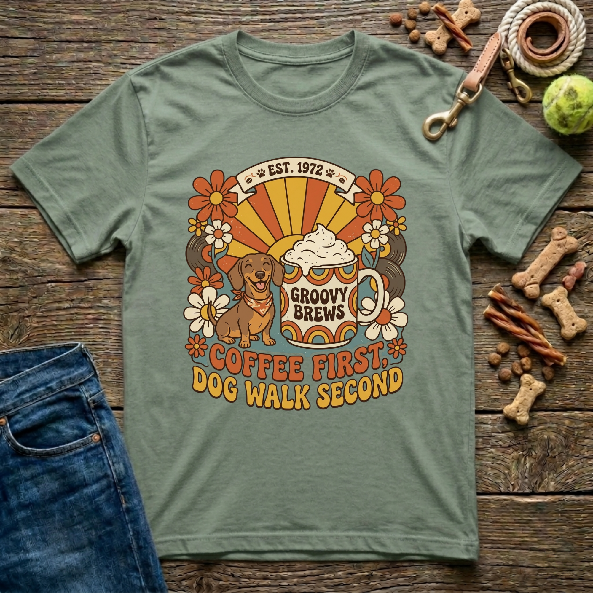 Coffee First, Dog Walks Second T-Shirt