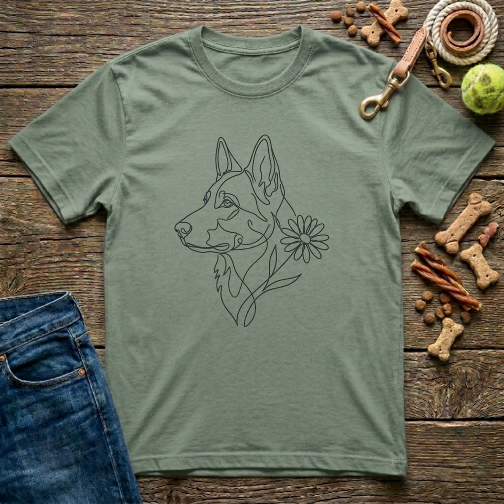 Floral German Shepherd T-Shirt
