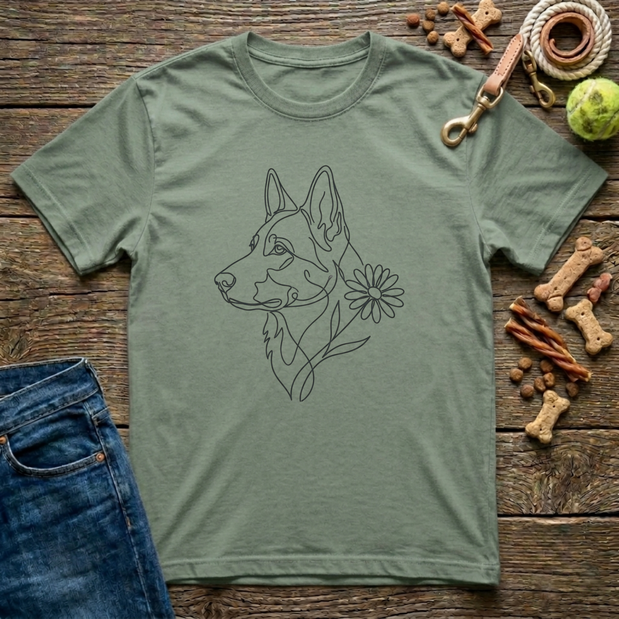 Floral German Shepherd T-Shirt