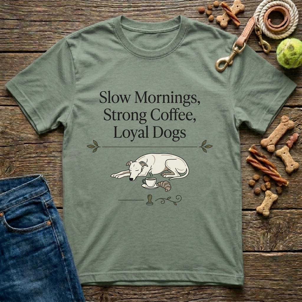 Slow Mornings, Strong Coffee, Loyal Dogs T-Shirt