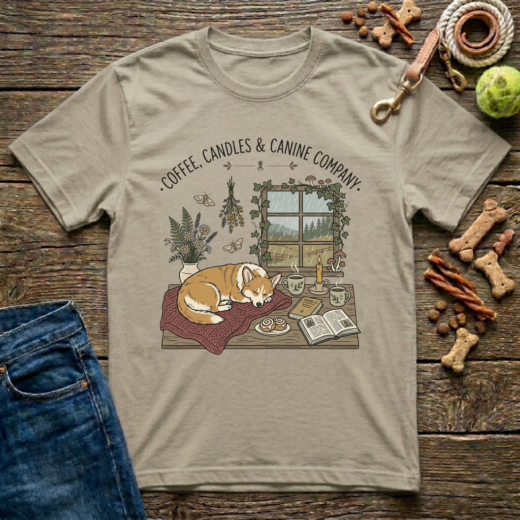 Coffee, Candles, & Canines T-Shirt