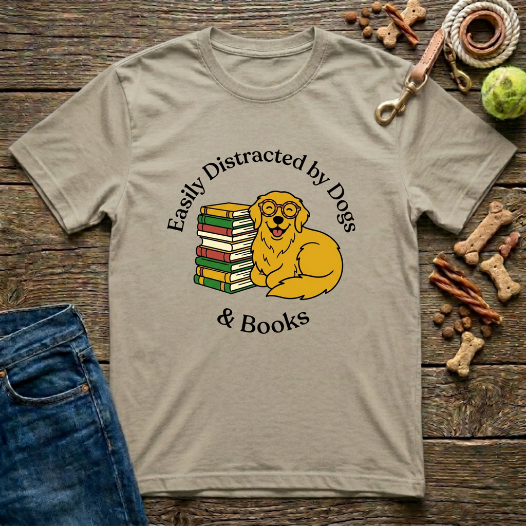 Easily Distracted by Dogs & Books T-Shirt
