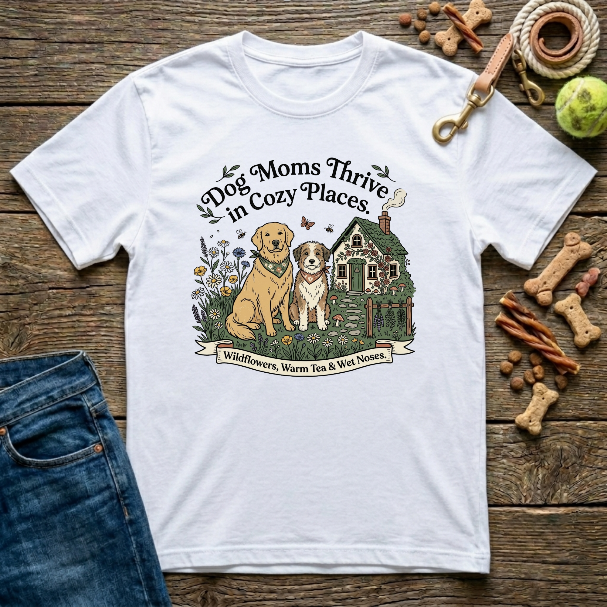 Dog Moms Thrive in Cozy Places T-Shirt