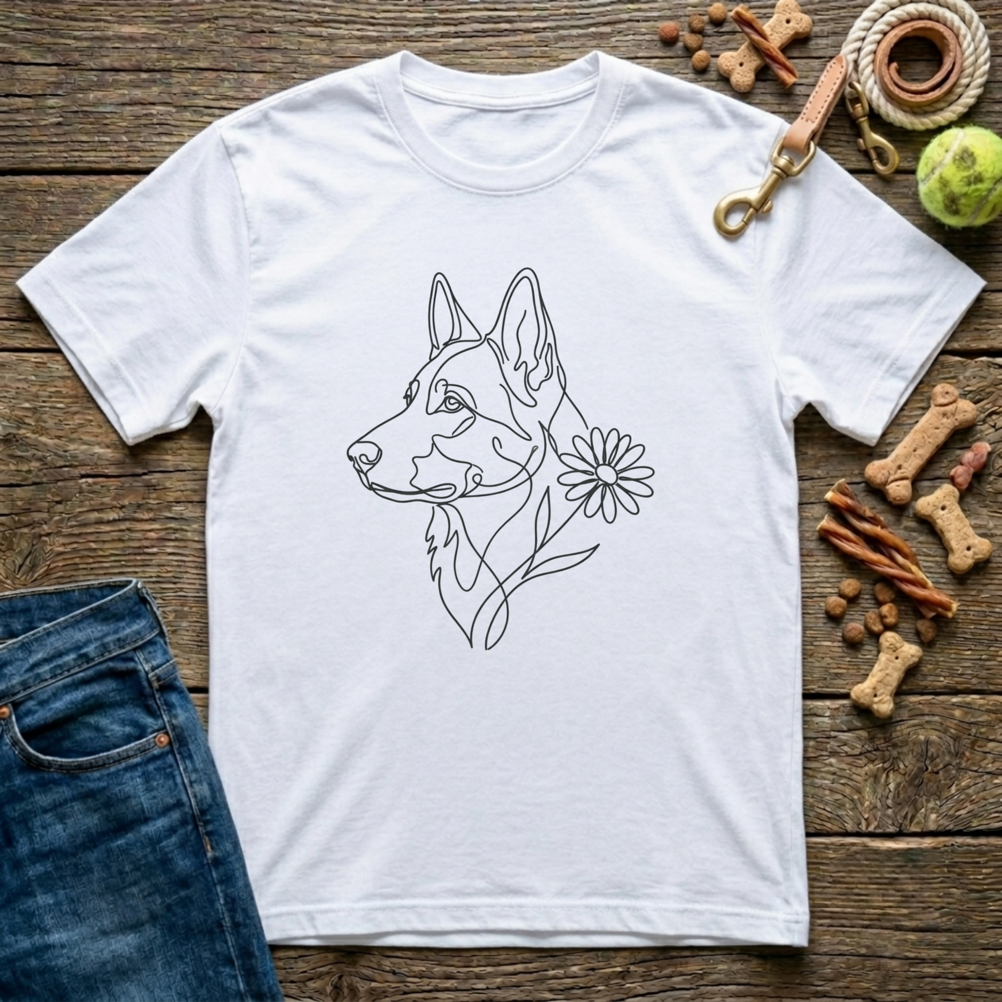 Floral German Shepherd T-Shirt