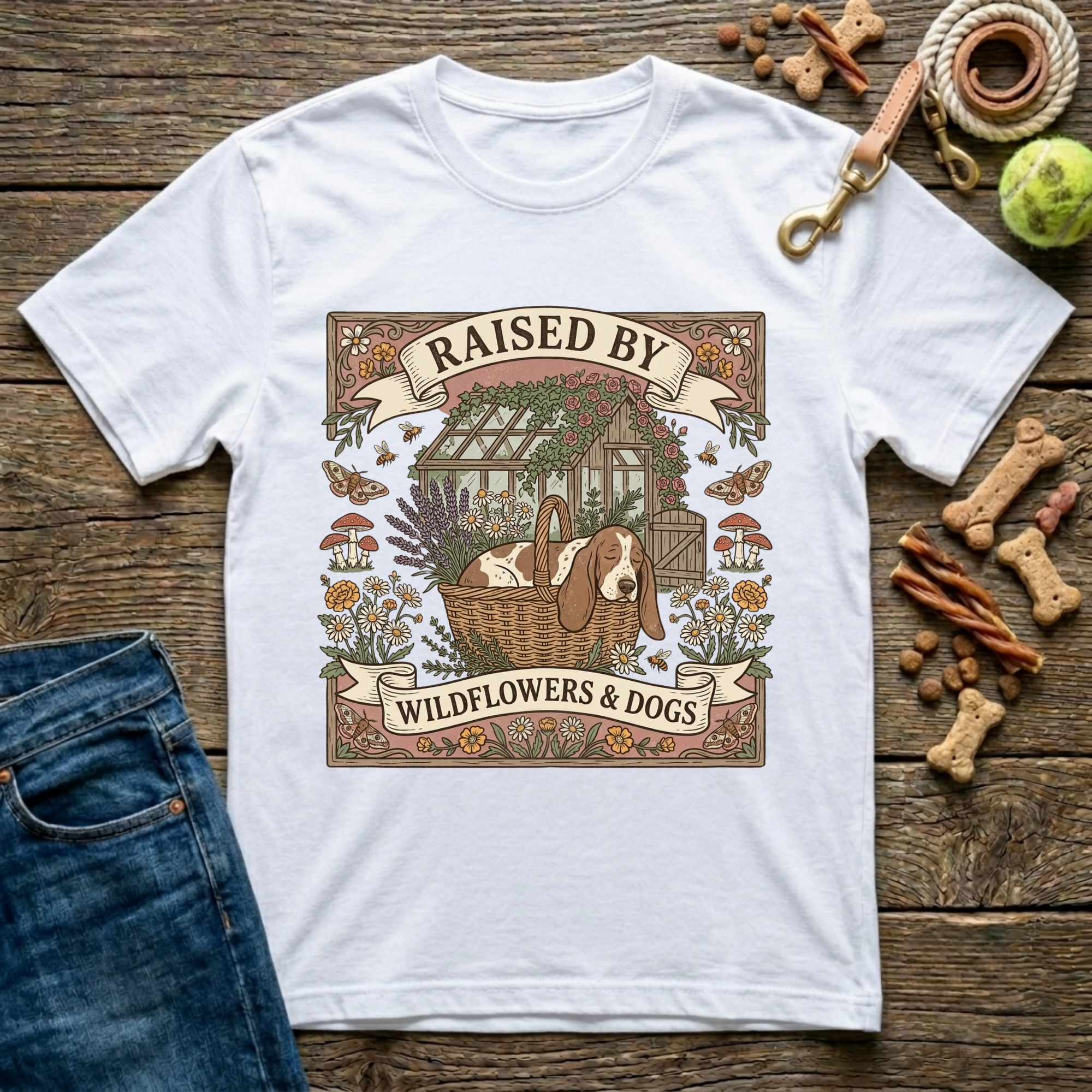 Raised By Wildflowers & Dogs T-Shirt