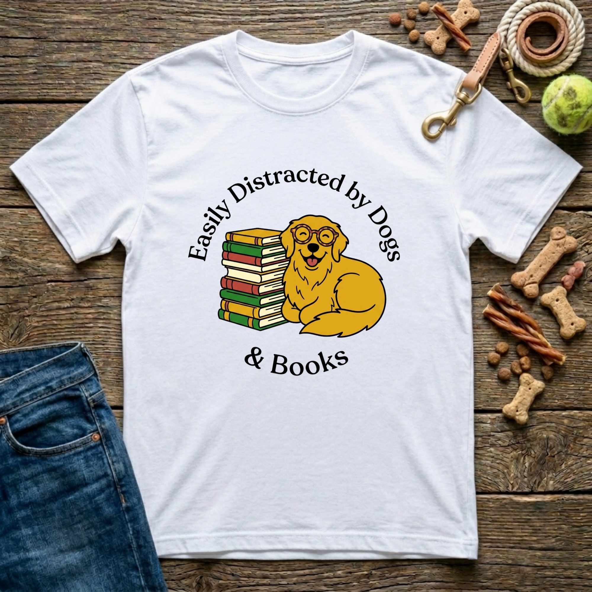 Easily Distracted by Dogs & Books T-Shirt