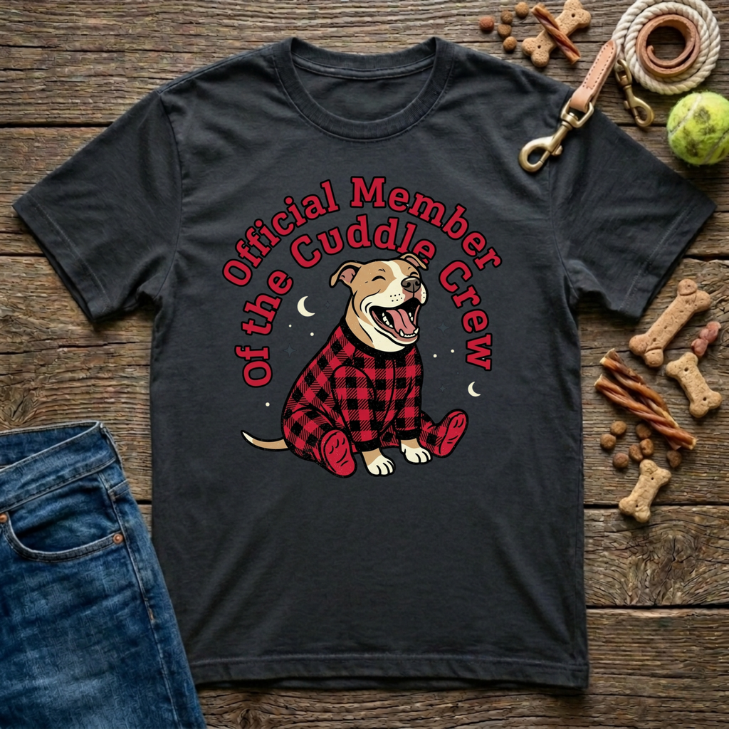 Official Member of the Cuddle Crew pitbull graphic tee in black — Paws & Reflect