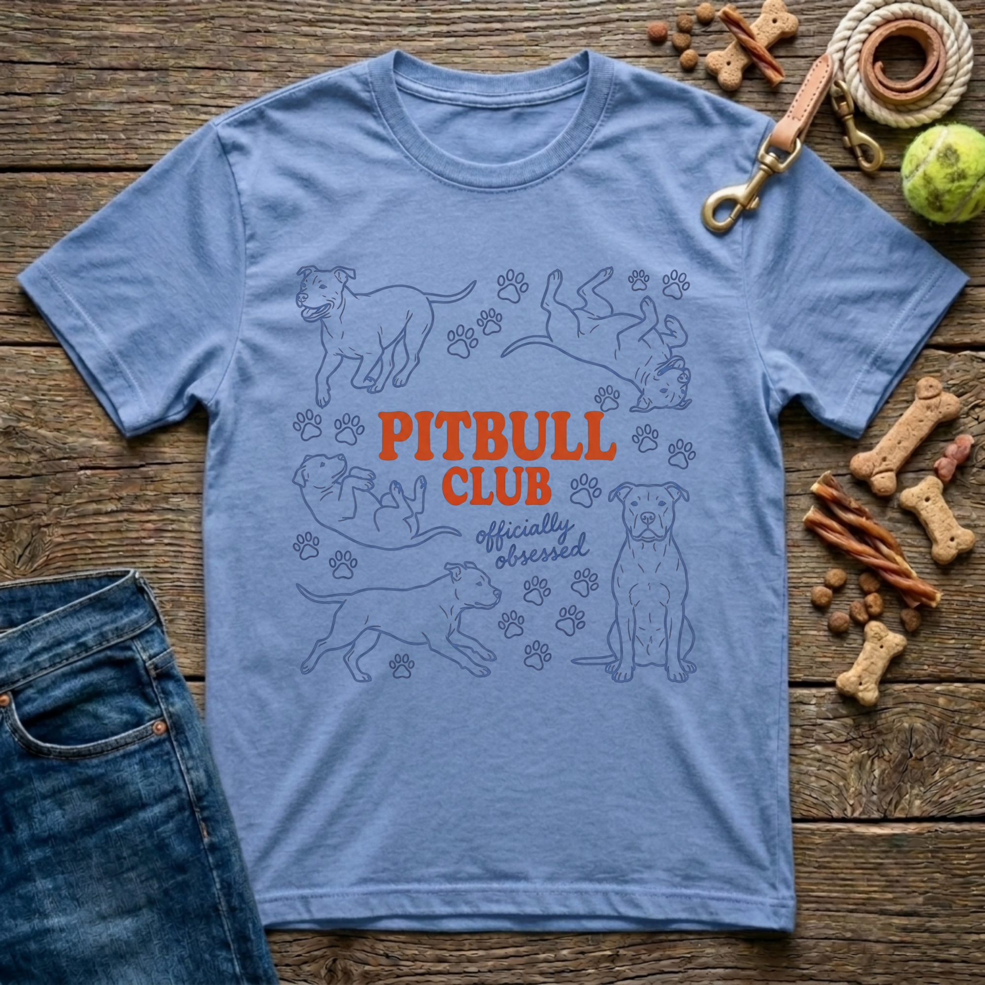 Pitbull Club officially obsessed pitbull lover graphic tee in light blue — Paws & Reflect