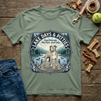 Lake Days and Pitties Early Mornings Wet Paws Good Days Pitbull graphic tee in military green — Paws & Reflect