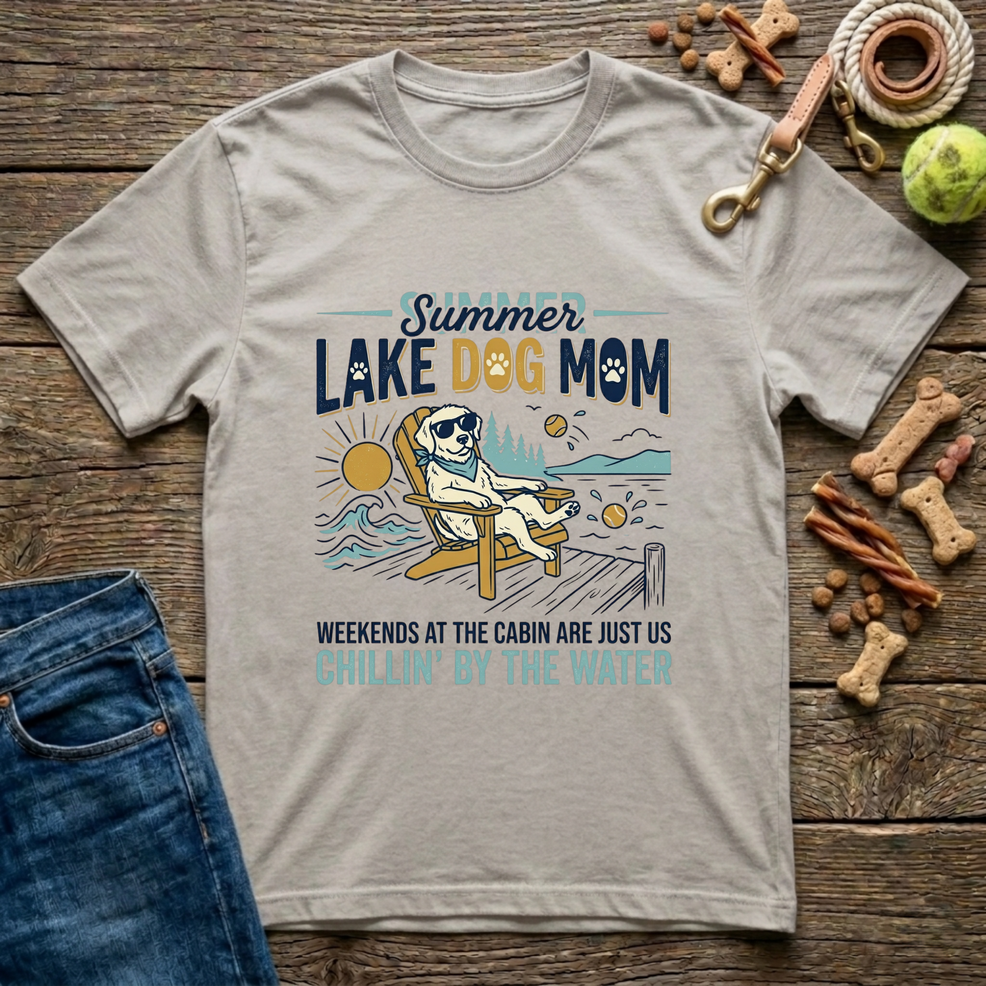 Summer Lake Dog Mom graphic tee in ice grey— Paws & Reflect