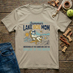 Summer Lake Dog Mom graphic tee in sand — Paws & Reflect