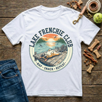 Lake Frenchie Club Nap Snack Repeat French Bulldog graphic tee in white — Paws & Reflect