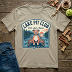 Lake Pit Club Fetch Swim Repeat Pitbull graphic tee in sand — Paws & Reflect