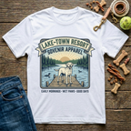 Lake Town Resort Souvenir Apparel Labrador graphic tee in white — Paws & Reflect