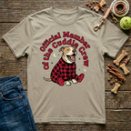 Official Member of the Cuddle Crew pitbull graphic tee in sand — Paws & Reflect