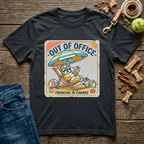 Out of Office Frenchie in Charge French Bulldog graphic tee in black — Paws & Reflect